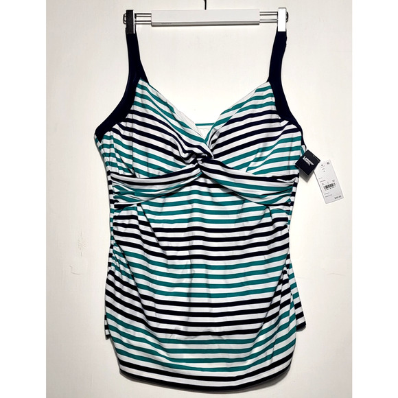 Lands' End Other - Lands' End Women's UPF 50 Twist-Front Underwire Tankini Top Blue Green Size 18